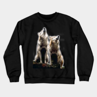 Two wolves howling Crewneck Sweatshirt